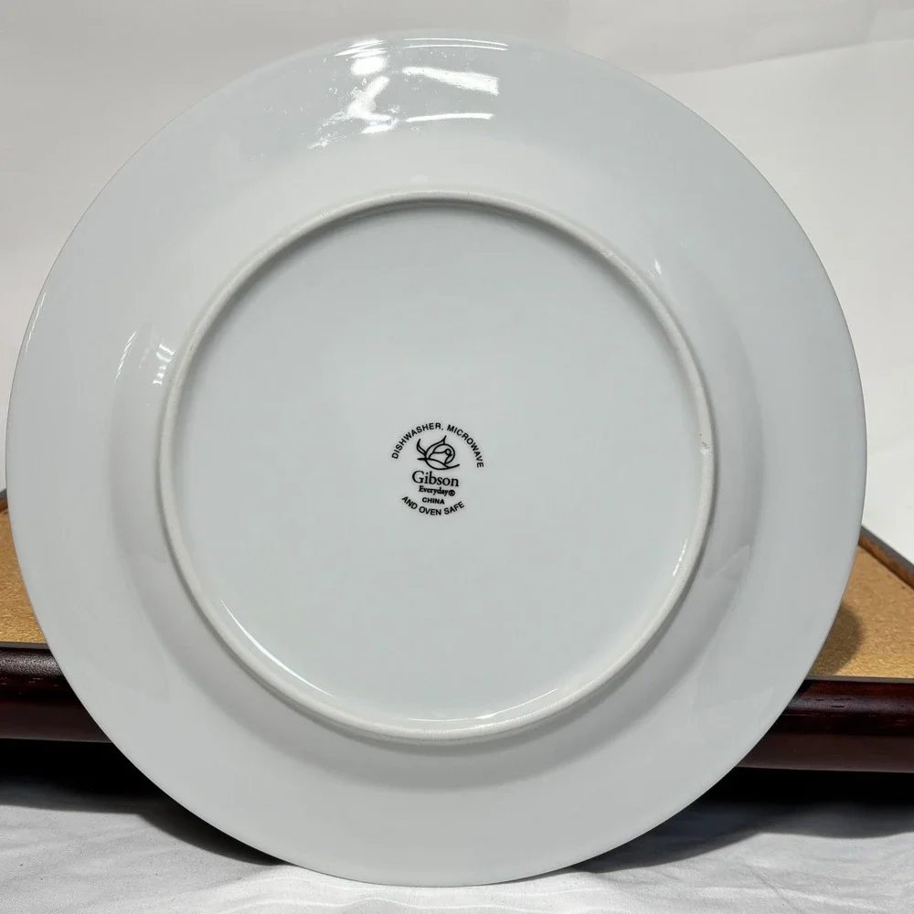Gibson Everyday Wisteria Dragonfly Dinner Plates Set of 4 Purple Floral 90s